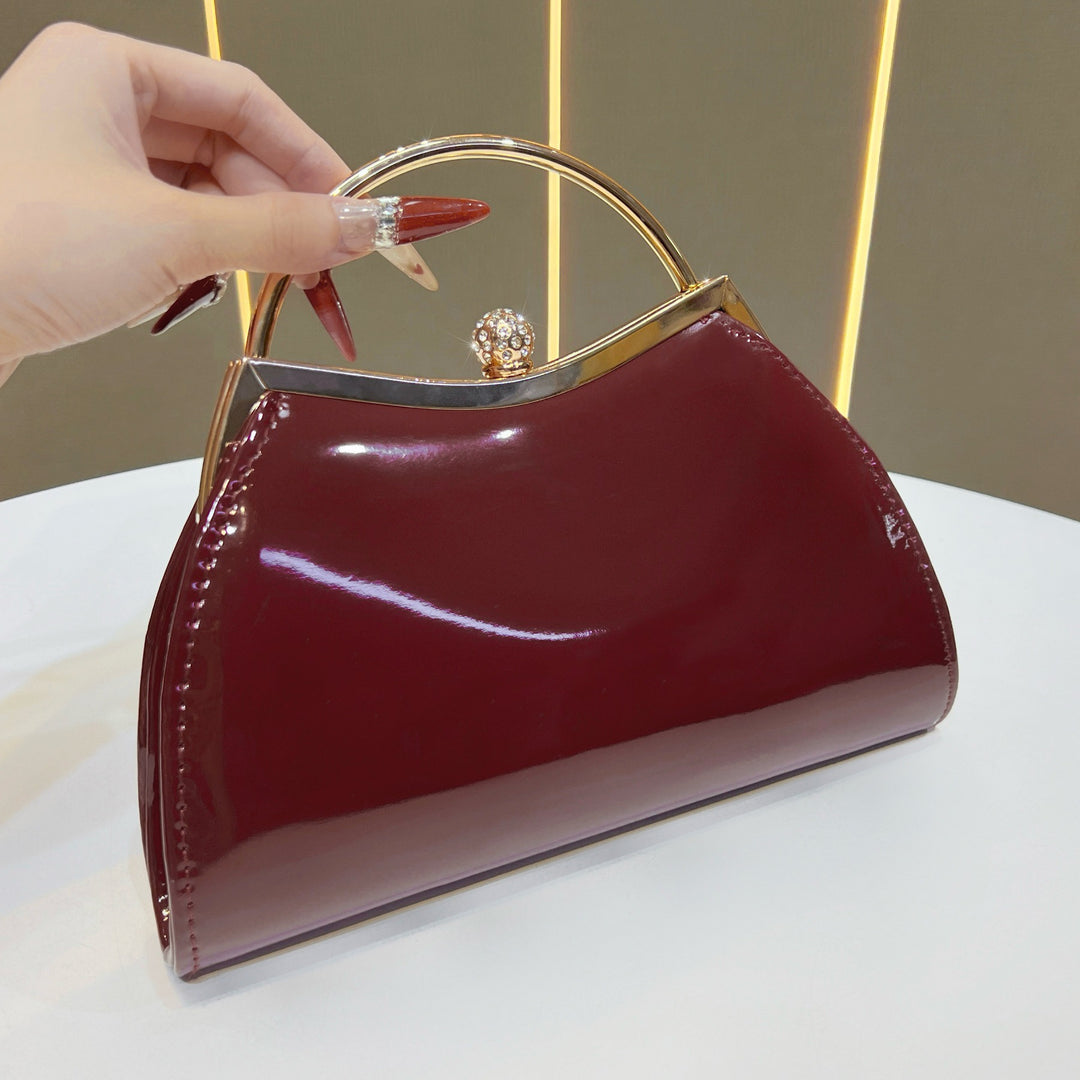 Vintage-Inspired Patent Leather Handbag