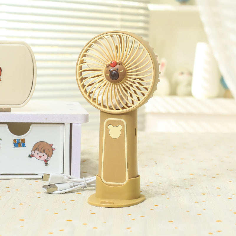 Women's Portable Mini Hand Fan with Ergonomic Handle and Cute Animal Design Stornfield