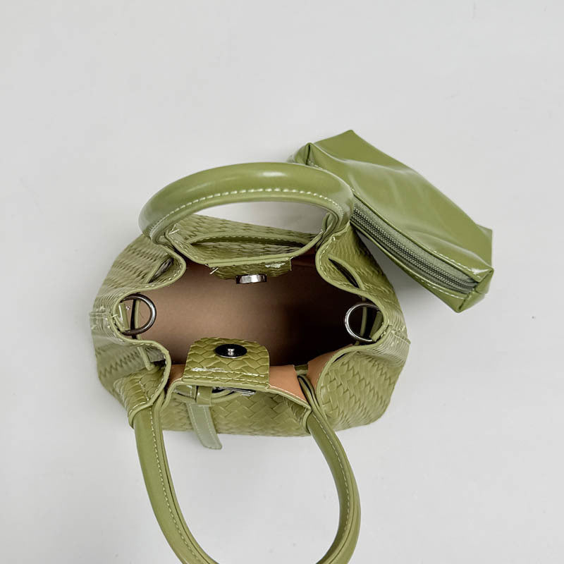 Woven Leather Handheld Tote