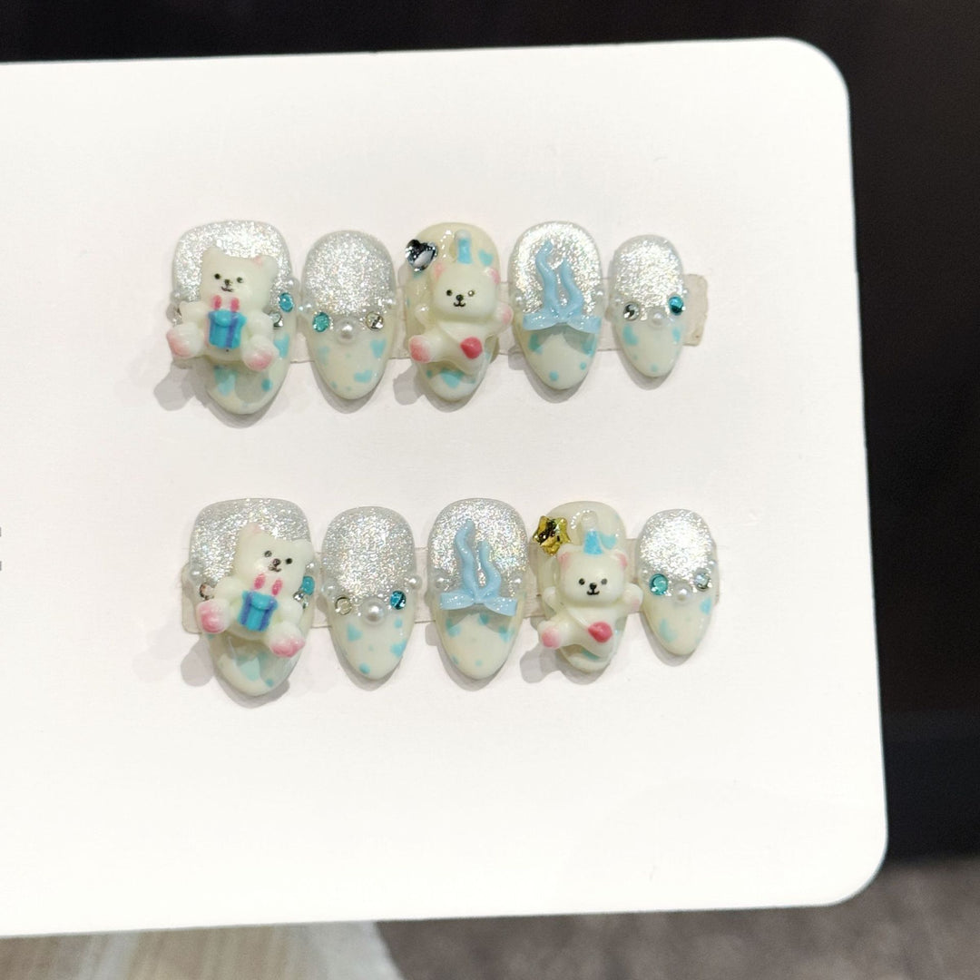 Decorative Press-On Nail Art Set with Floral and Whimsical Designs