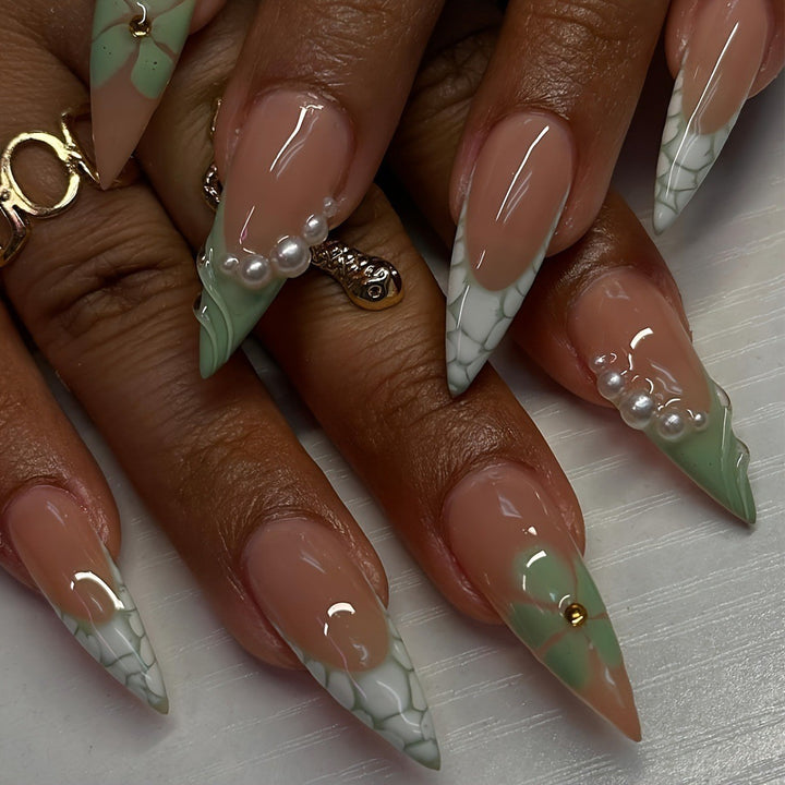 Decorative Stiletto Press-On Nail Extensions Stornfield