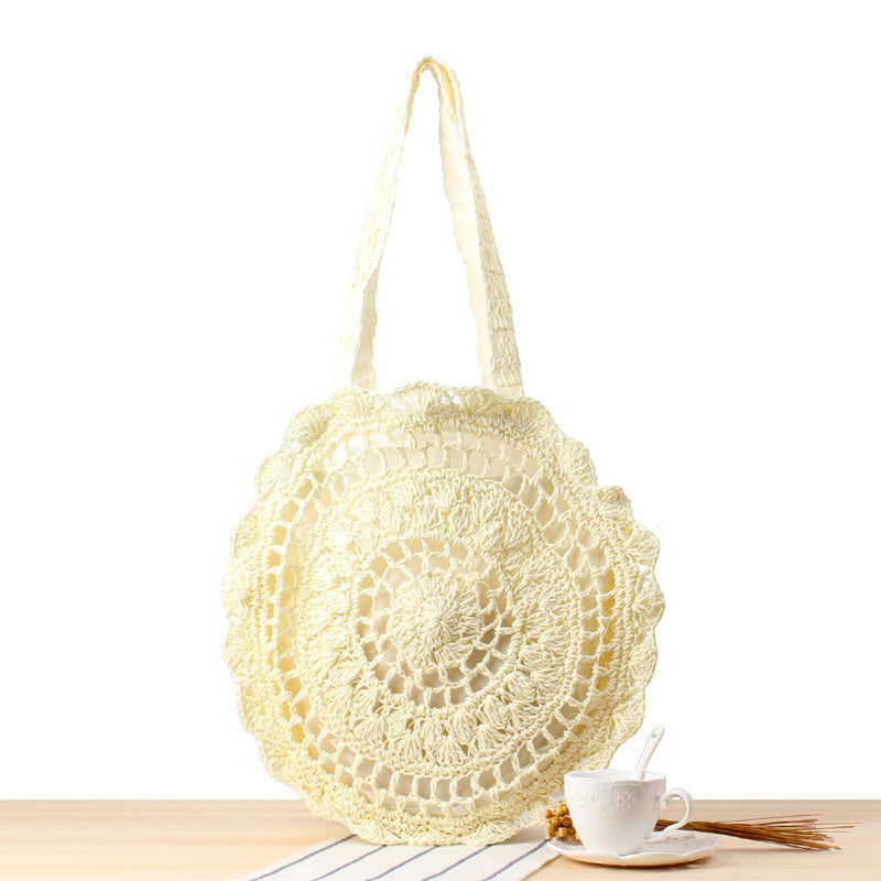 Handcrafted beach bag with artistic round design Stornfield