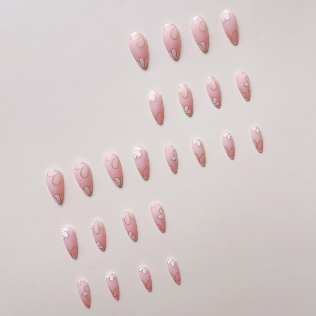 Artificial nail set with luxurious floral 3D decorations Stornfield