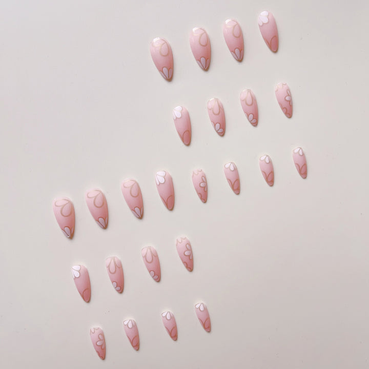 Artificial nail set with luxurious floral 3D decorations Stornfield