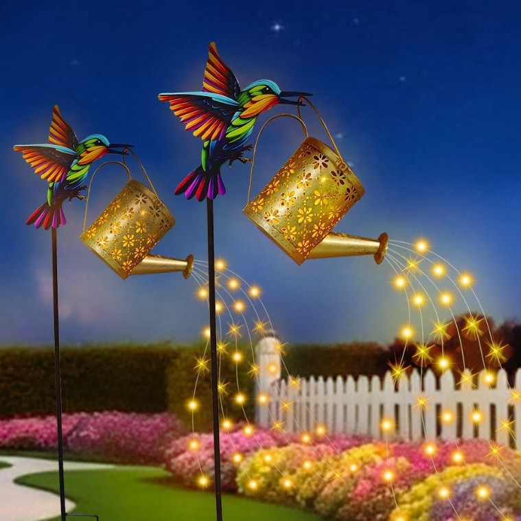 Decorative Hummingbird Solar Garden Stake With Hanging Lantern Stornfield