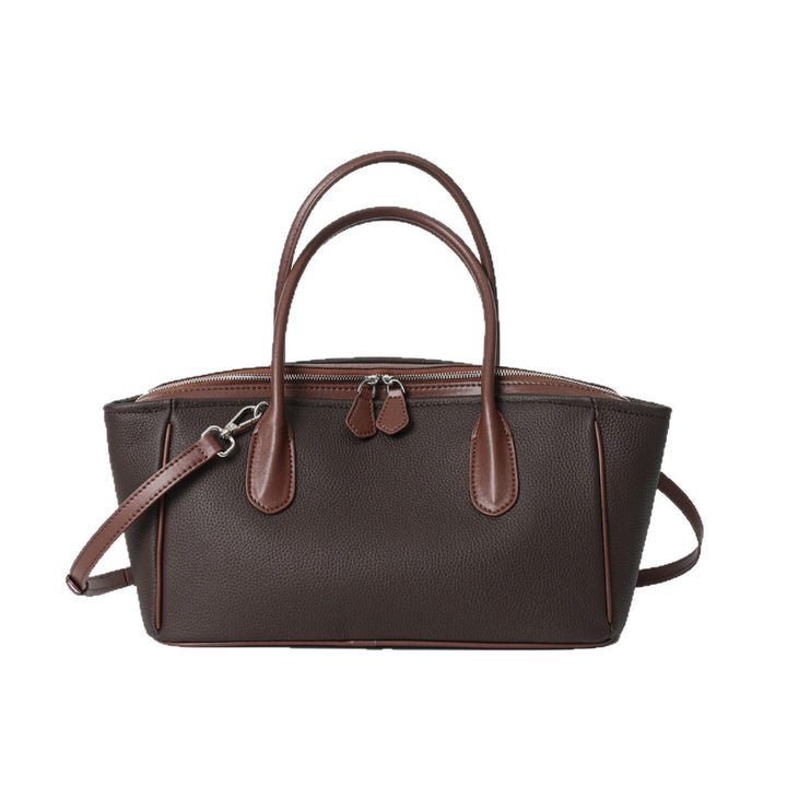 Compact Structured Tote Satchel with Dual Rounded Handles and Removable Shoulder Strap