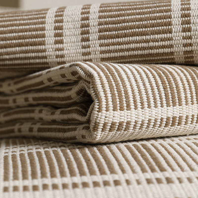 Stretch Sofa Cover with Checked Jacquard Pattern and Removable Armrest Covers Stornfield