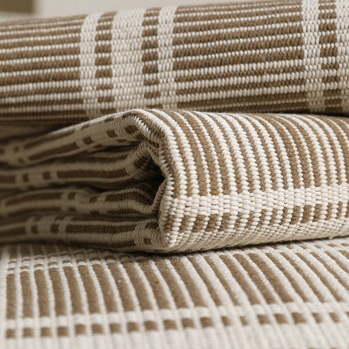 Stretch Sofa Cover with Checked Jacquard Pattern and Removable Armrest Covers Stornfield