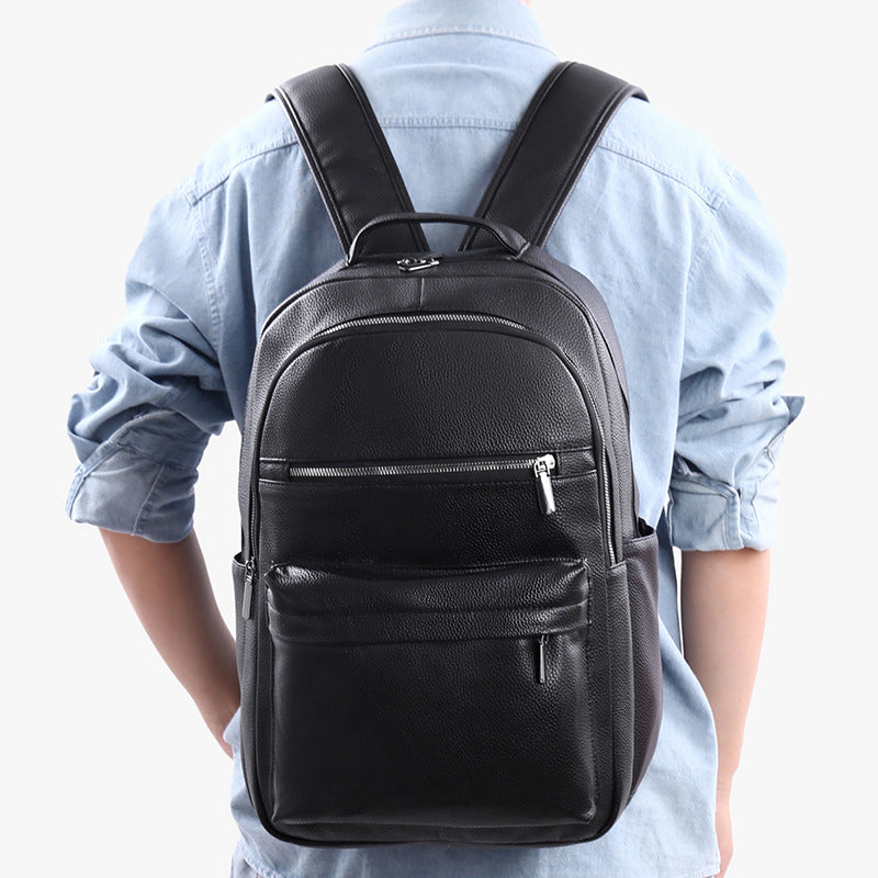 Sleek Textured Leather Backpack Stornfield
