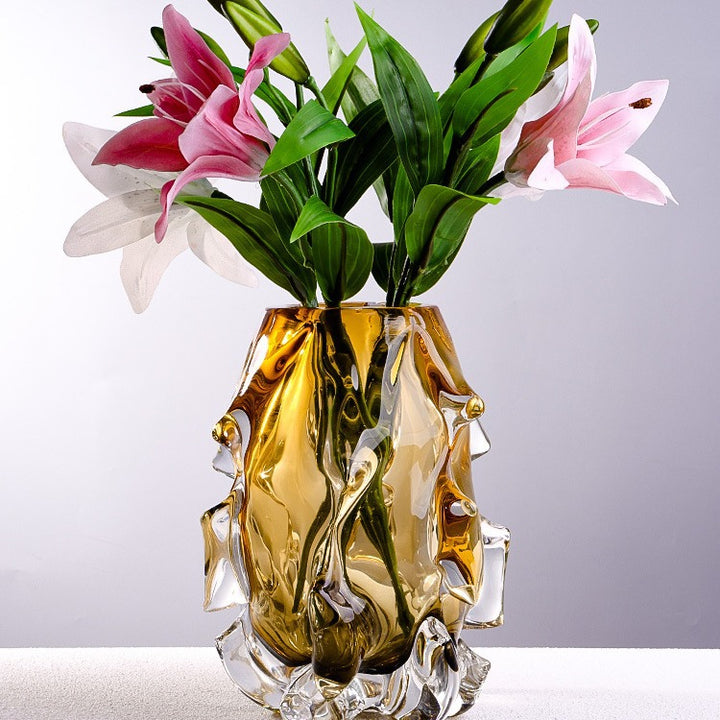 Handcrafted Sculptural Melted-Edge Thick-Glass Centrepiece Vase Stornfield