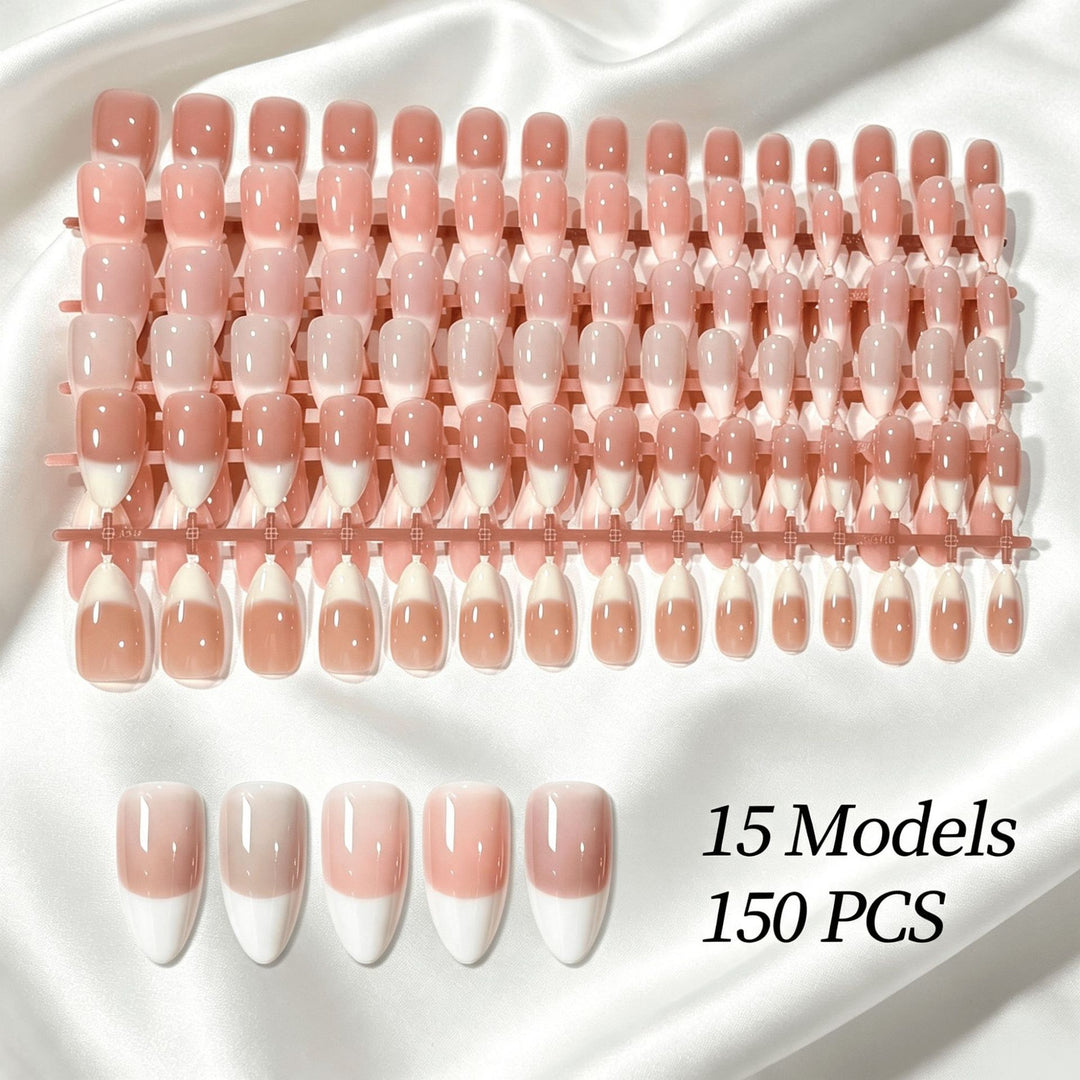 Removable Press-On Nail Set with French Tip Design Stornfield