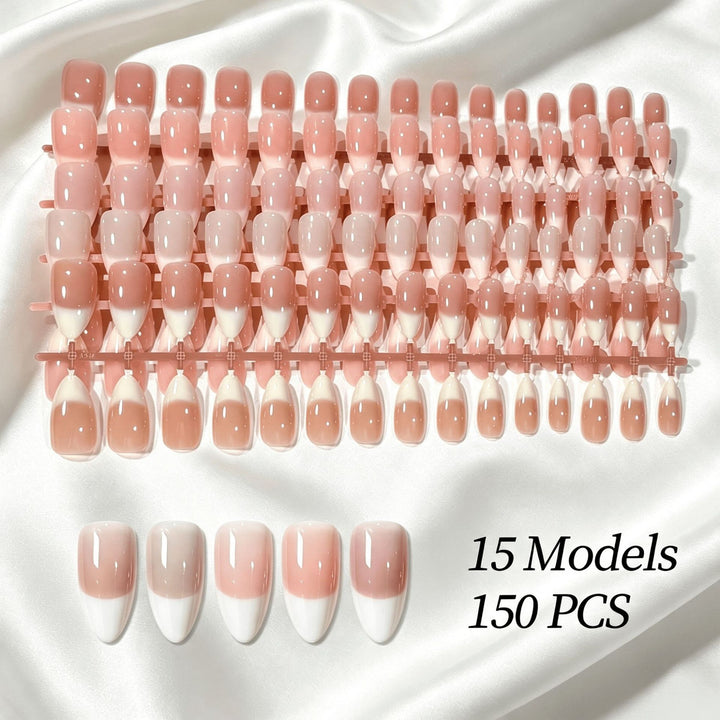 Removable Press-On Nail Set with French Tip Design Stornfield