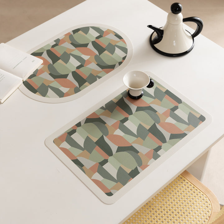 Wipeable retro placemats made of artificial leather with geometric pattern Stornfield