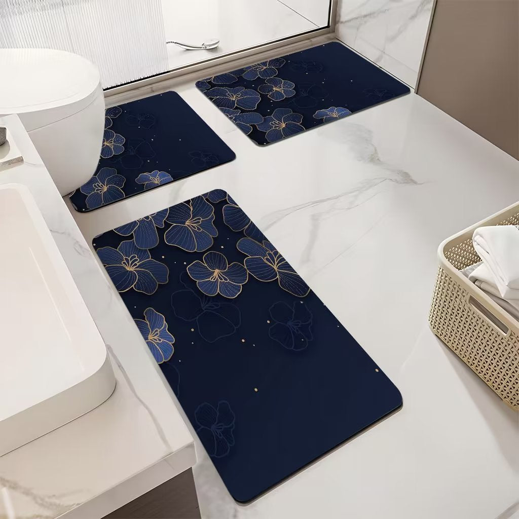 Luxurious Marble Pattern Bath Mat Set Stornfield