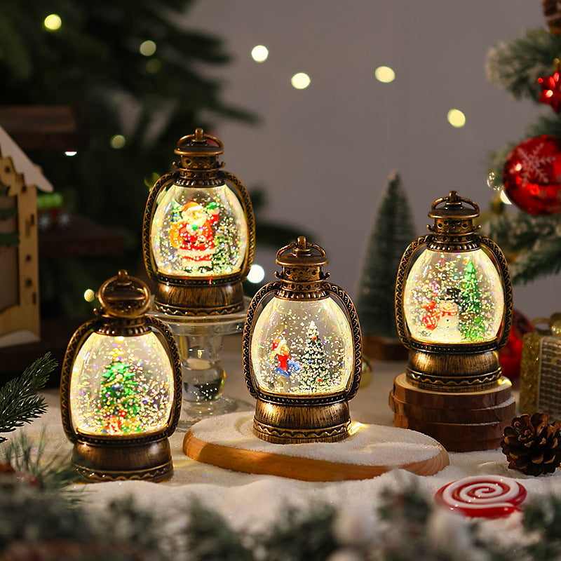 Nostalgic Christmas lantern with snowman scene Stornfield