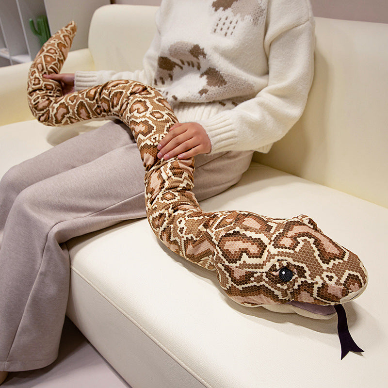 Realistic Serpentine Plush Body Pillow with Soft Fabric and Embroidered Details Stornfield