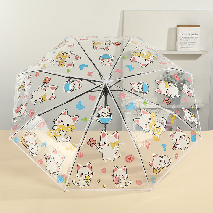 Women's transparent zipper pouch with cute cat designs Stornfield