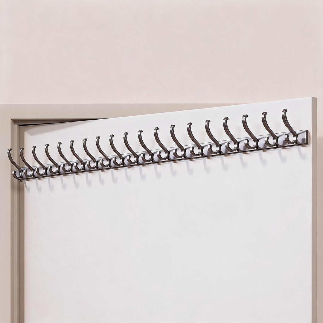 Over-Door Curved Hook Rack for Coats Bags and Scarves