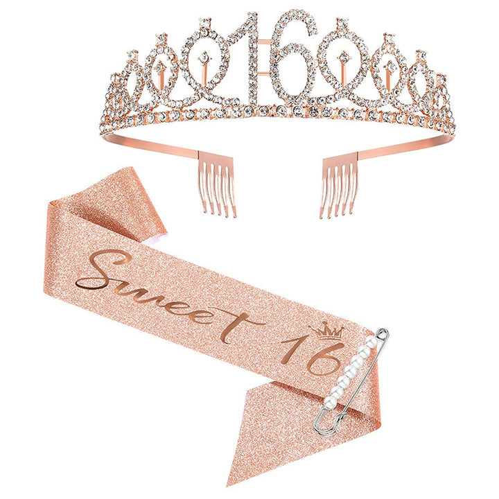 Ladies Sparkling Tiara with personalized 80th Birthday Inscription Stornfield