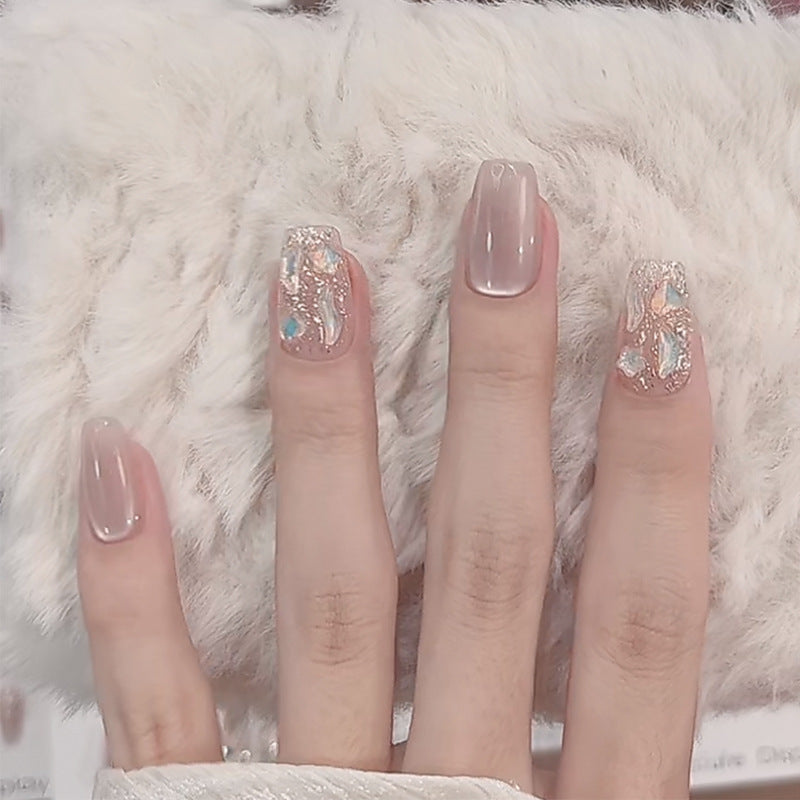 Decorative Press-On Nail Set with Elegant Marble Design Stornfield