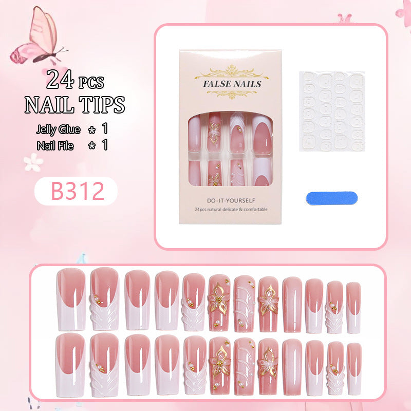 Artificial nails with elegant flower embellishments Stornfield