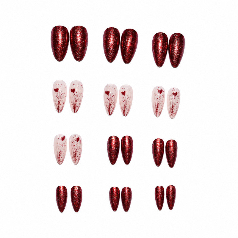 Luxury artificial nails with glitter and heart design Stornfield