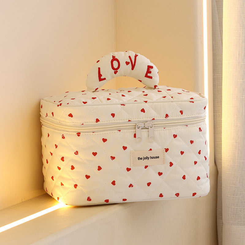 Cosmetic Storage Bag with Padded Design and Cute Heart Motif Stornfield