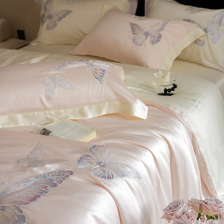Embroidered Satin Duvet Cover Set