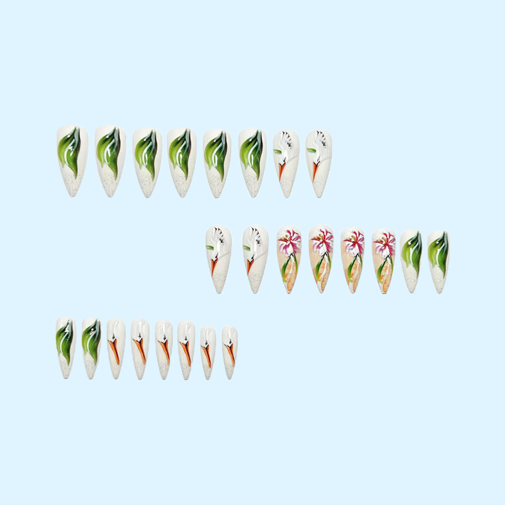 Artistic 3D Nail Tips with Floral Pattern Stornfield
