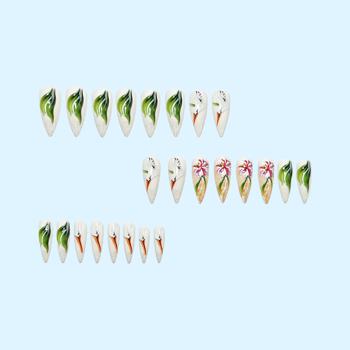 Artistic 3D Nail Tips with Floral Pattern Stornfield
