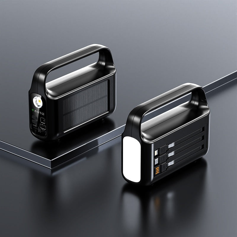 Portable solar power bank with integrated LED display and ergonomic carrying handle Stornfield