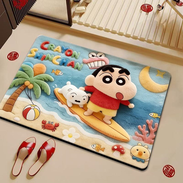 Cartoon-Themed Plush Bathroom Mat