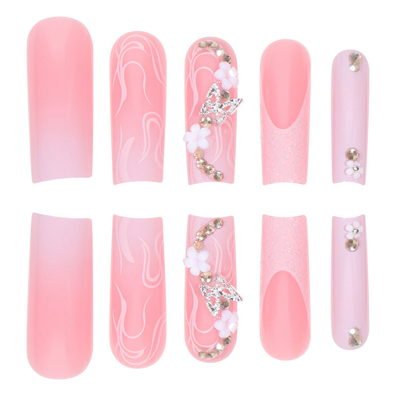 Floral and Glitter Stiletto Press-On Nails Stornfield