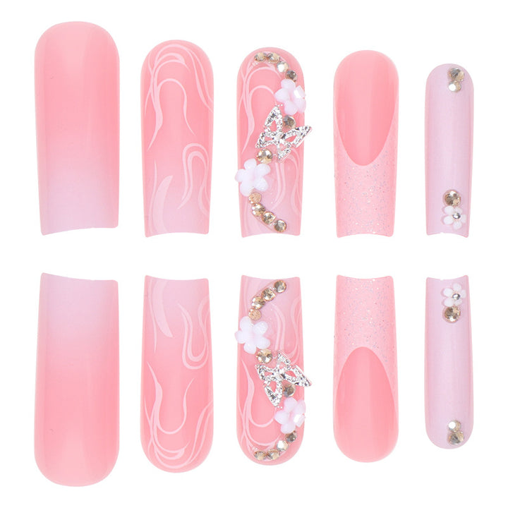 Floral and Glitter Stiletto Press-On Nails Stornfield