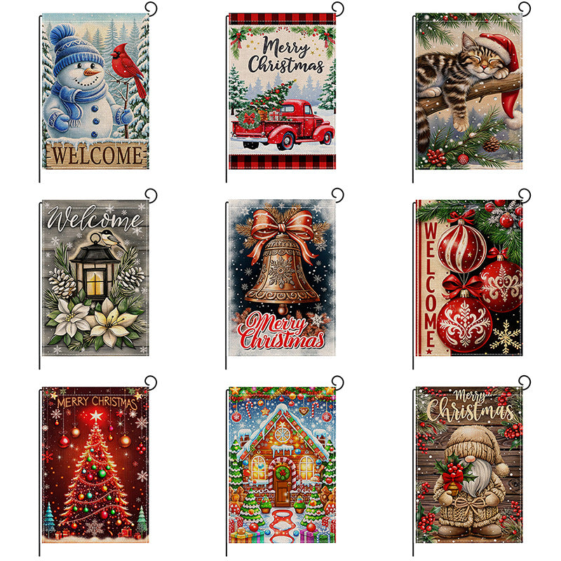 Outdoor Decorative Garden Flag Winter Lantern Poinsettia Design
