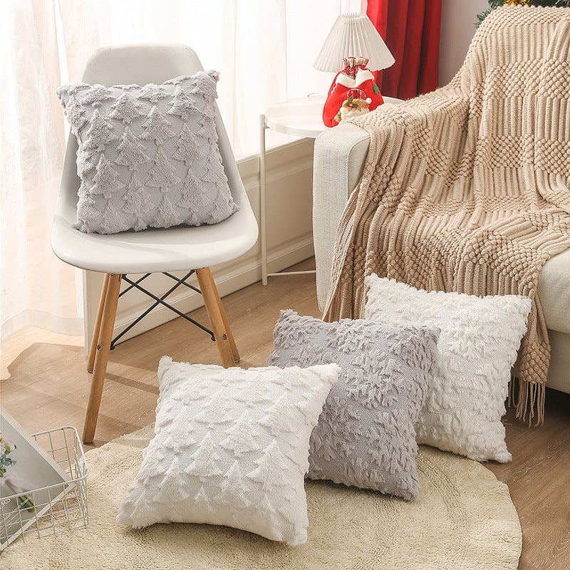 Square Faux Fur Textured Throw Pillow Cover with Hidden Zipper