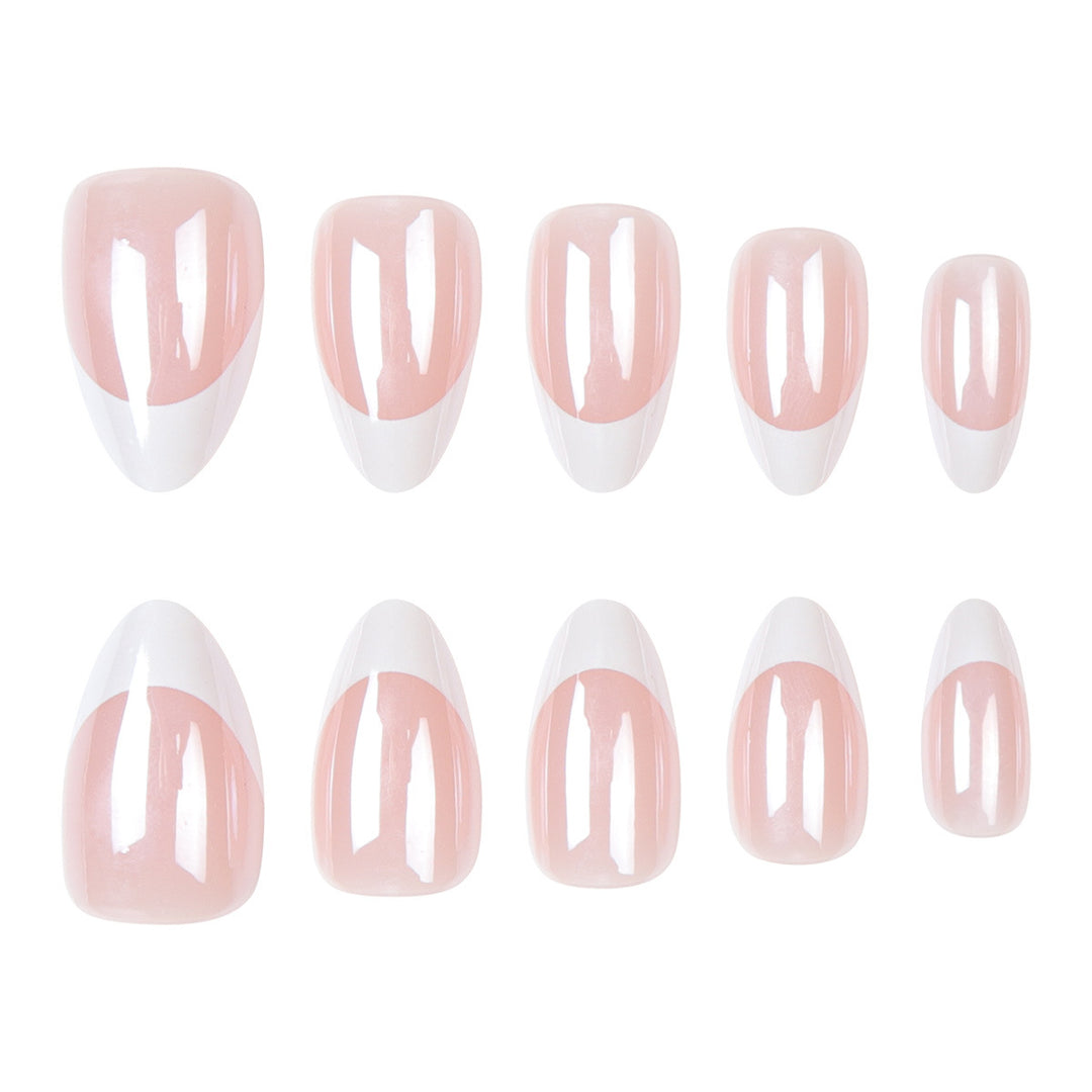 Premium Glossy French Tip Press-On Nails Stornfield