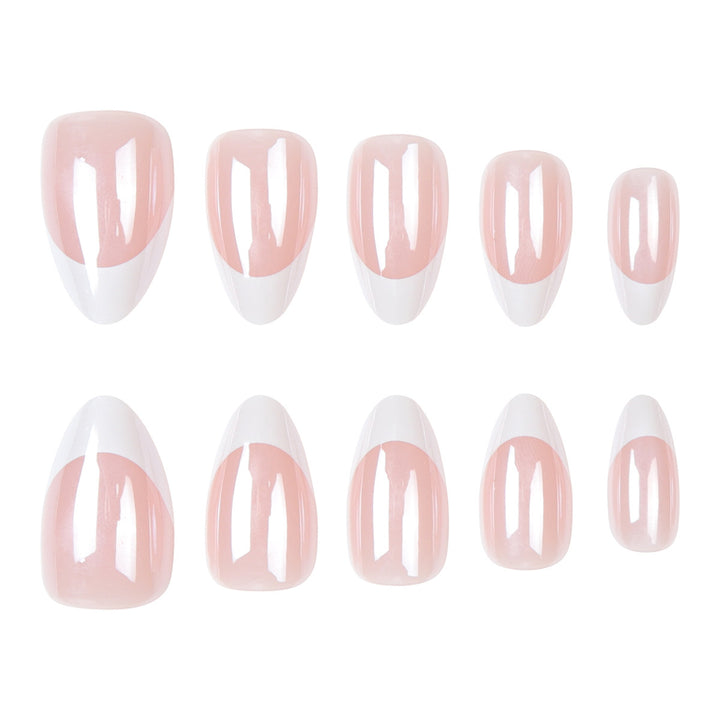 Premium Glossy French Tip Press-On Nails Stornfield