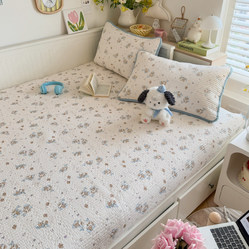 Lightweight Quilted Cotton Bedspread and Mattress Coverlet Set
