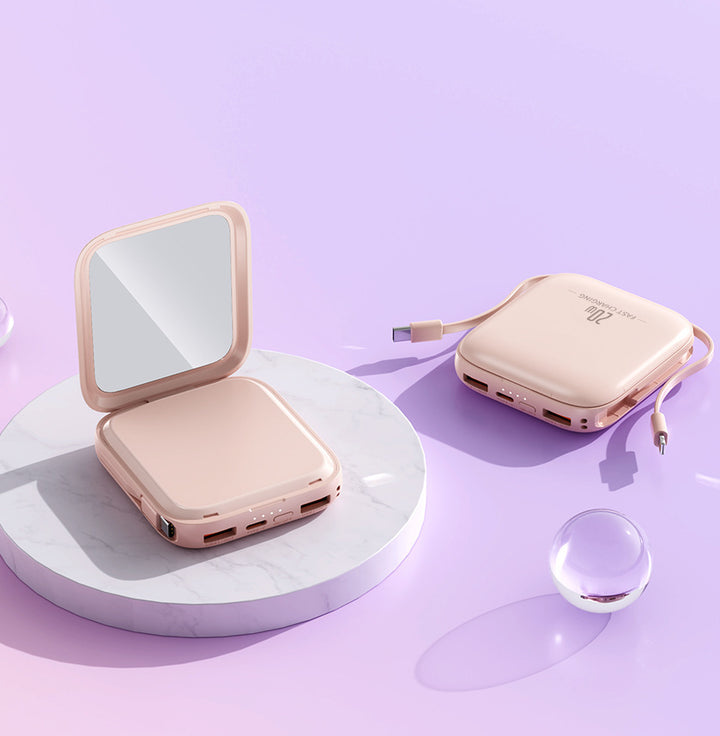 Portable power bank with integrated mirror and multifunctional charging cable Stornfield
