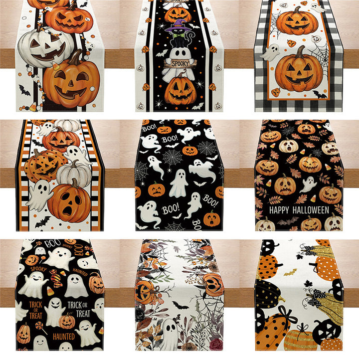 Halloween Jack-o'-Lantern Decorative Cotton Table Runner