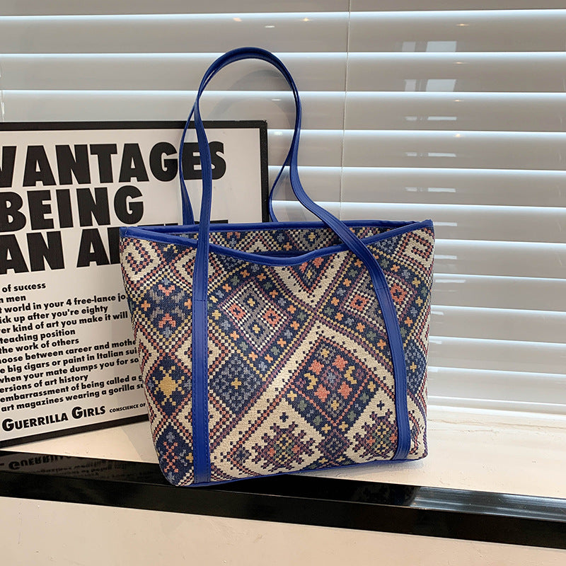 Artistic Woven Tote Handbag