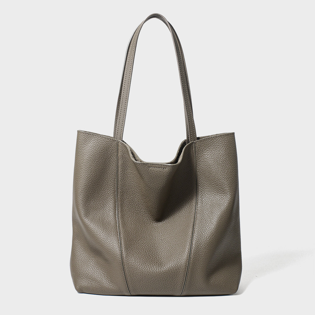 Oversized Pebbled Leather Slouch Tote with Long Shoulder Straps