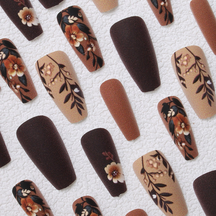 Elegant Floral Matte Press-On Nails Stornfield