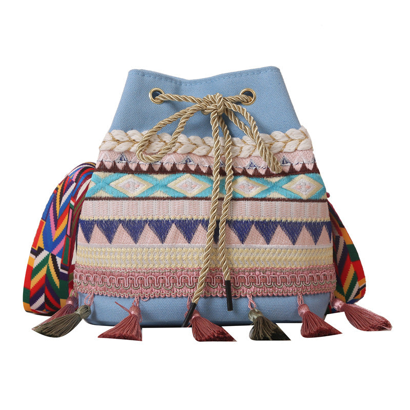 Embroidered Festival Drawstring Bag