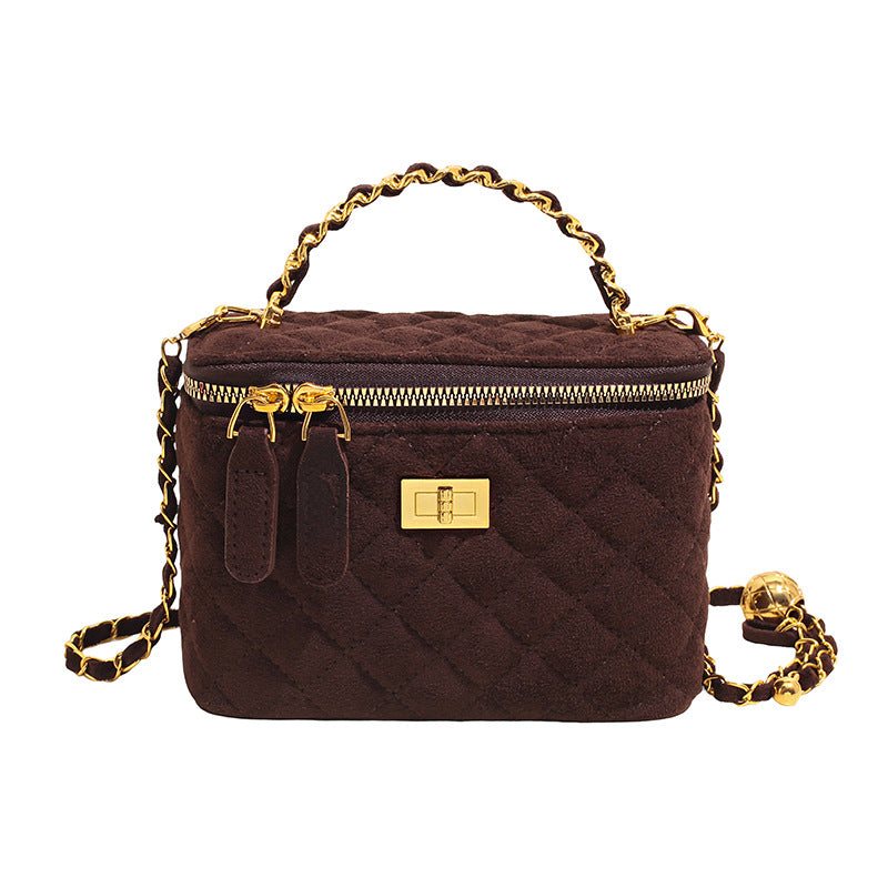 Quilted Suede Crossbody Handbag