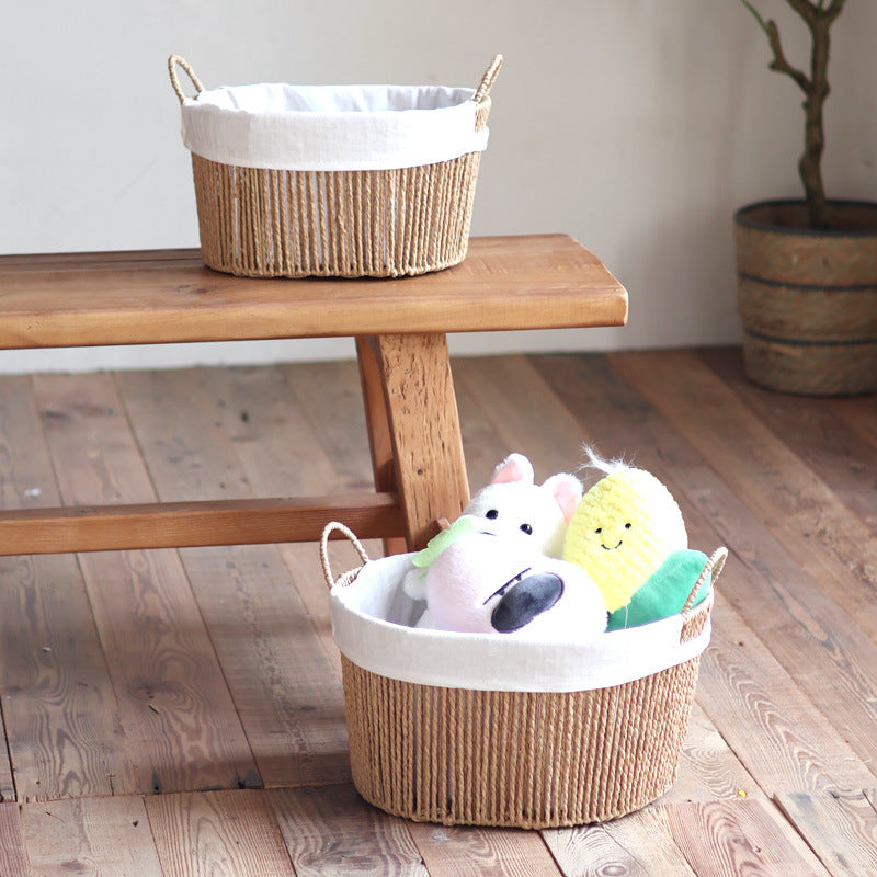 Handcrafted storage basket with white cotton lining Stornfield