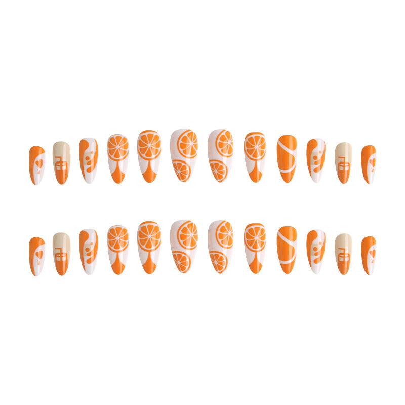 Artificial Nail Set with Fruity Orange Design Stornfield