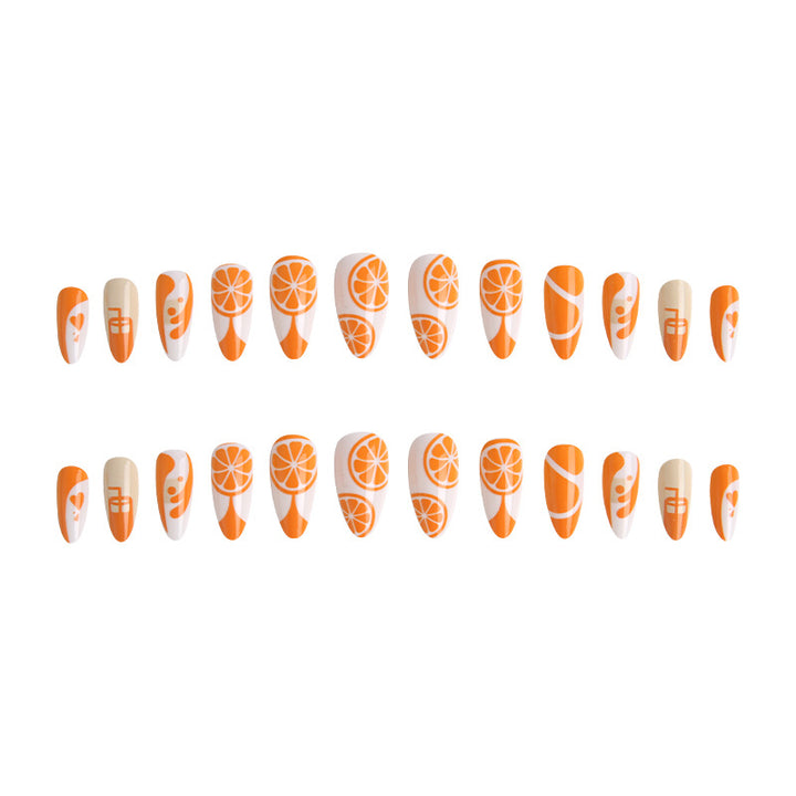 Artificial Nail Set with Fruity Orange Design Stornfield
