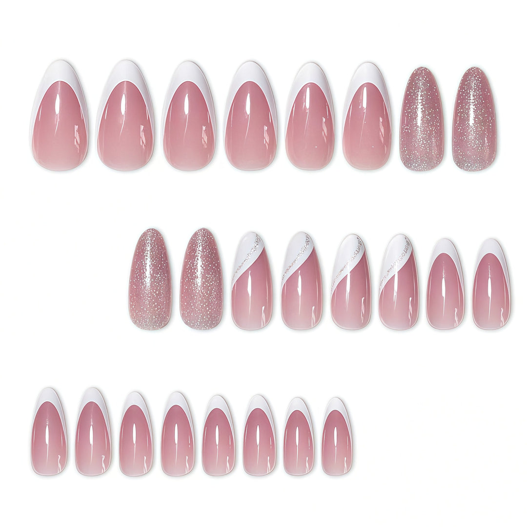 Elegant Glitter French Tip Nail Art Extensions Stornfield